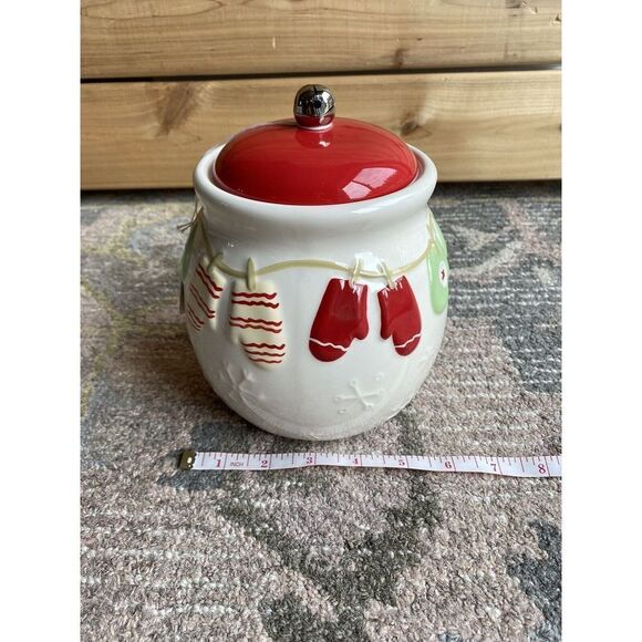 Hallmark "Mittens & Snowflakes" Pattern Holiday Cookie /Snack Jar Collec… - Picture 2 of 7